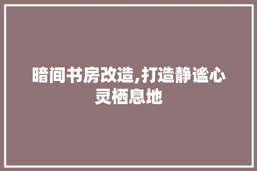 暗间书房改造,打造静谧心灵栖息地