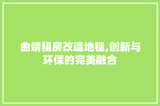 曲靖租房改造地毯,创新与环保的完美融合