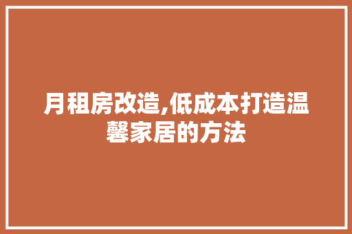 月租房改造,低成本打造温馨家居的方法