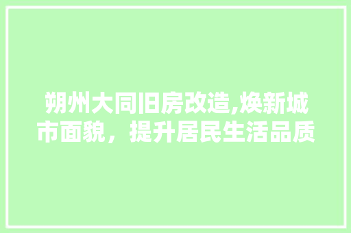 朔州大同旧房改造,焕新城市面貌，提升居民生活品质
