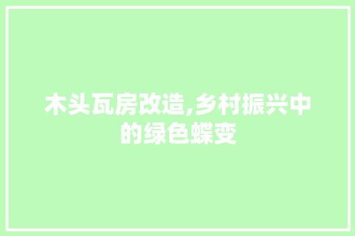 木头瓦房改造,乡村振兴中的绿色蝶变