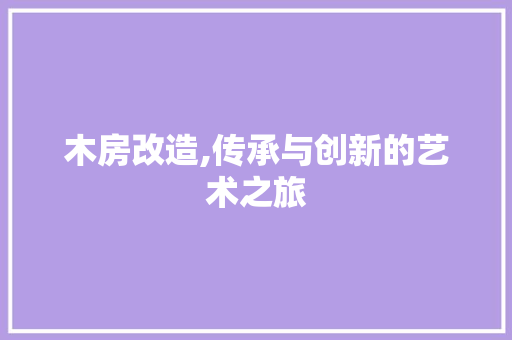 木房改造,传承与创新的艺术之旅