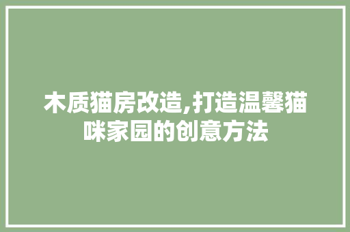 木质猫房改造,打造温馨猫咪家园的创意方法