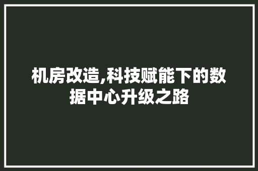 机房改造,科技赋能下的数据中心升级之路