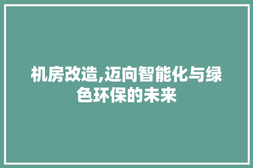 机房改造,迈向智能化与绿色环保的未来