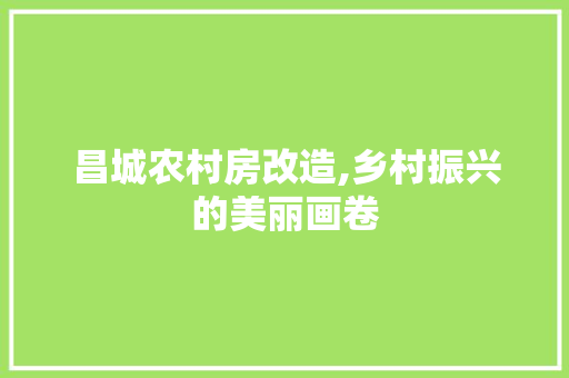 昌城农村房改造,乡村振兴的美丽画卷