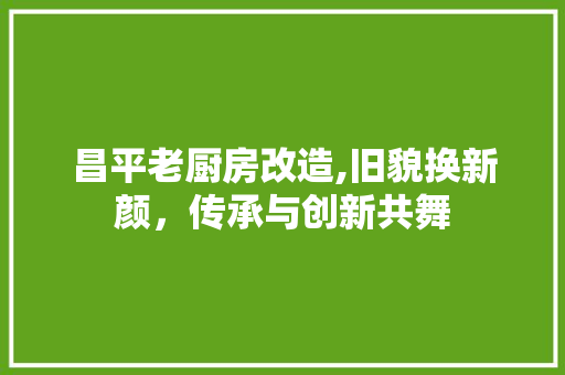 昌平老厨房改造,旧貌换新颜，传承与创新共舞
