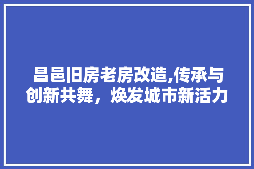 昌邑旧房老房改造,传承与创新共舞，焕发城市新活力
