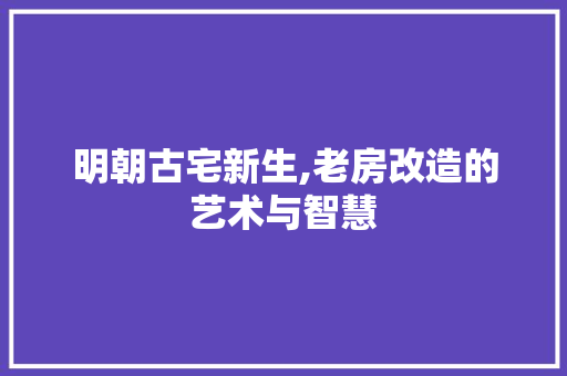 明朝古宅新生,老房改造的艺术与智慧