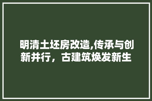 明清土坯房改造,传承与创新并行，古建筑焕发新生