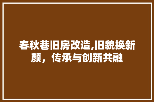 春秋巷旧房改造,旧貌换新颜，传承与创新共融