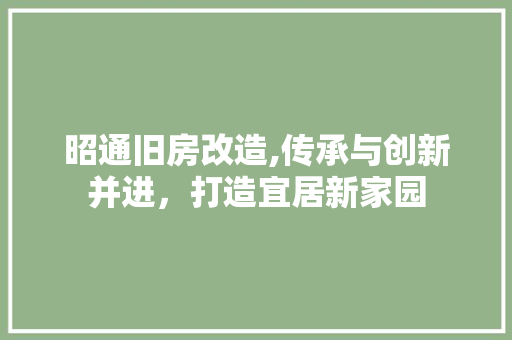 昭通旧房改造,传承与创新并进，打造宜居新家园