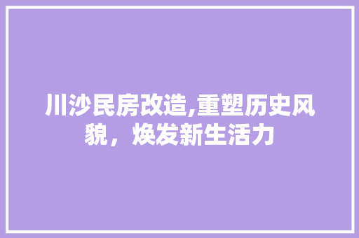 川沙民房改造,重塑历史风貌，焕发新生活力