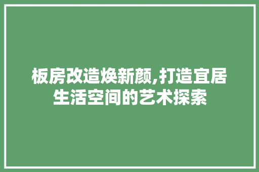 板房改造焕新颜,打造宜居生活空间的艺术探索