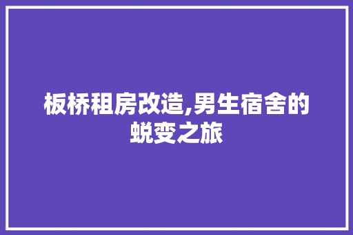 板桥租房改造,男生宿舍的蜕变之旅