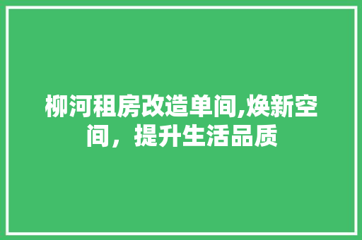 柳河租房改造单间,焕新空间，提升生活品质