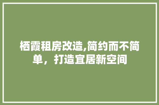 栖霞租房改造,简约而不简单，打造宜居新空间