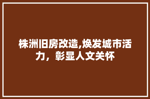 株洲旧房改造,焕发城市活力，彰显人文关怀