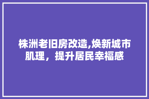株洲老旧房改造,焕新城市肌理，提升居民幸福感