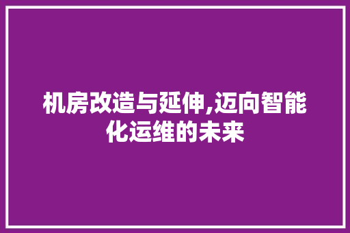 机房改造与延伸,迈向智能化运维的未来
