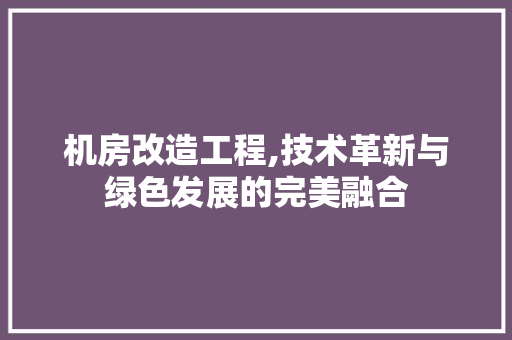 机房改造工程,技术革新与绿色发展的完美融合