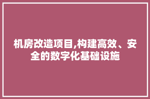 机房改造项目,构建高效、安全的数字化基础设施