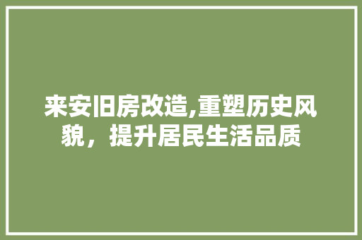 来安旧房改造,重塑历史风貌，提升居民生活品质
