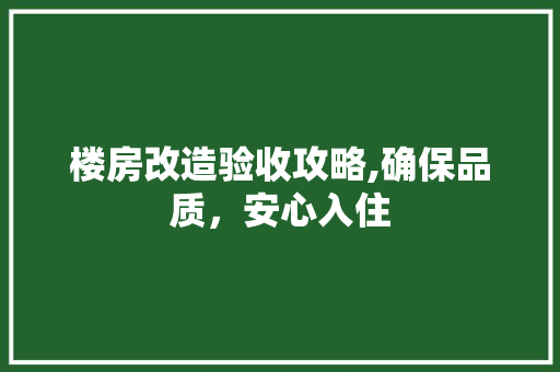 楼房改造验收攻略,确保品质，安心入住