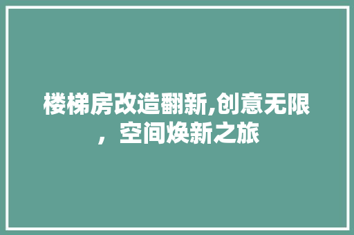 楼梯房改造翻新,创意无限，空间焕新之旅