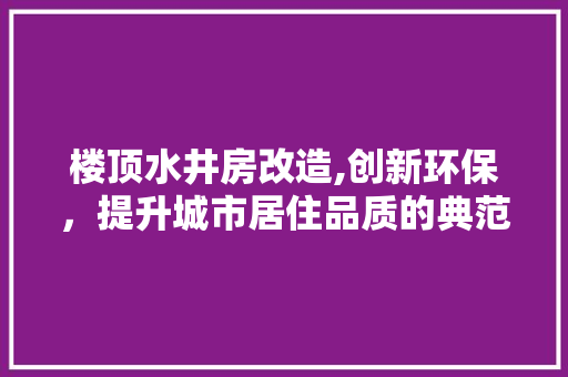楼顶水井房改造,创新环保，提升城市居住品质的典范工程