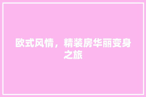 欧式风情，精装房华丽变身之旅