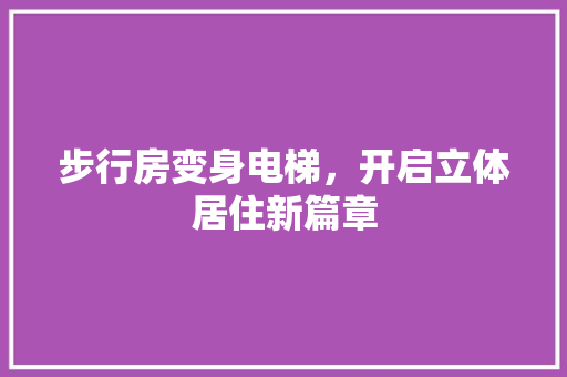 步行房变身电梯，开启立体居住新篇章