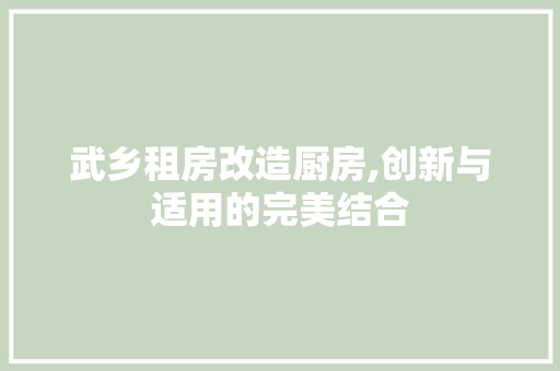 武乡租房改造厨房,创新与适用的完美结合