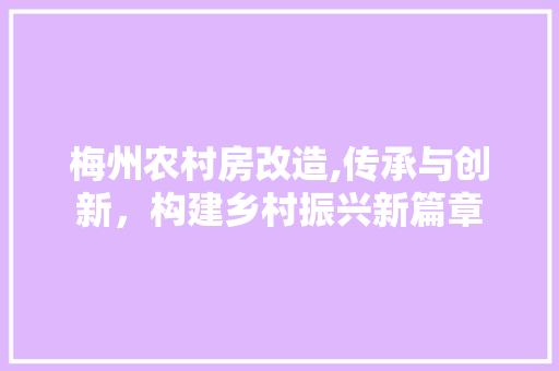 梅州农村房改造,传承与创新，构建乡村振兴新篇章