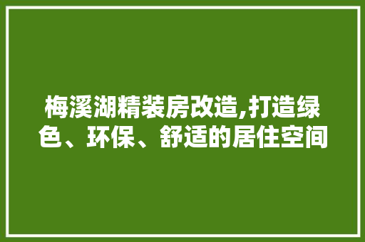 梅溪湖精装房改造,打造绿色、环保、舒适的居住空间