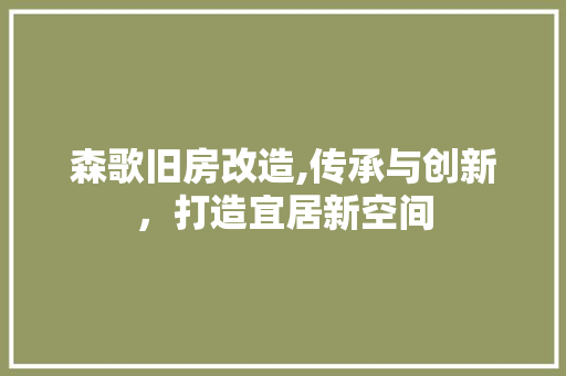 森歌旧房改造,传承与创新，打造宜居新空间