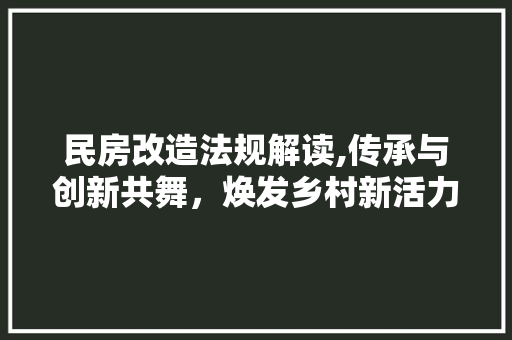 民房改造法规解读,传承与创新共舞，焕发乡村新活力