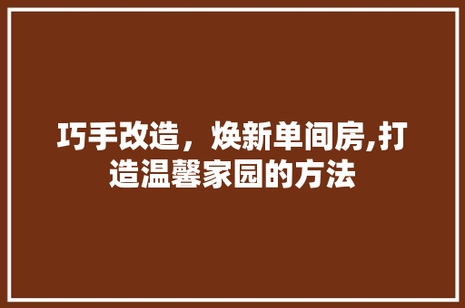 巧手改造，焕新单间房,打造温馨家园的方法