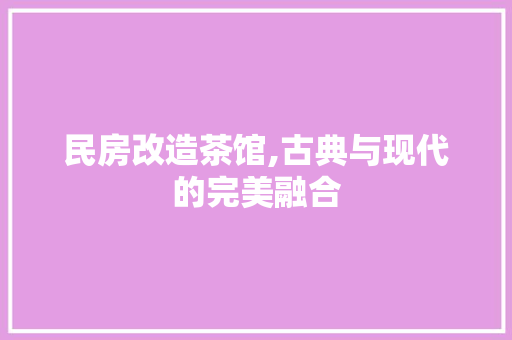 民房改造茶馆,古典与现代的完美融合