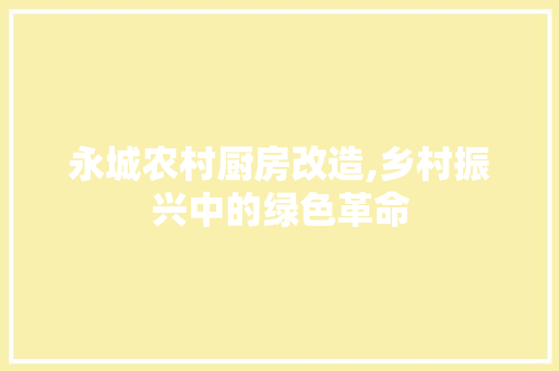 永城农村厨房改造,乡村振兴中的绿色革命