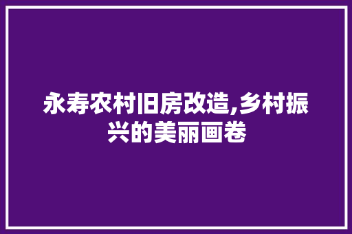永寿农村旧房改造,乡村振兴的美丽画卷