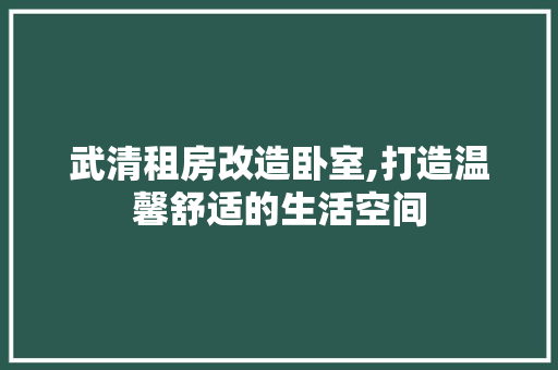 武清租房改造卧室,打造温馨舒适的生活空间