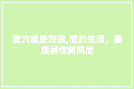 武穴租房改造,简约生活，品质居住新风尚