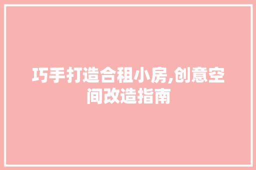 巧手打造合租小房,创意空间改造指南