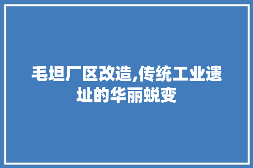 毛坦厂区改造,传统工业遗址的华丽蜕变