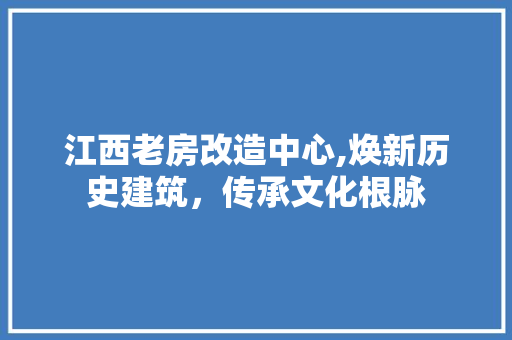 江西老房改造中心,焕新历史建筑，传承文化根脉