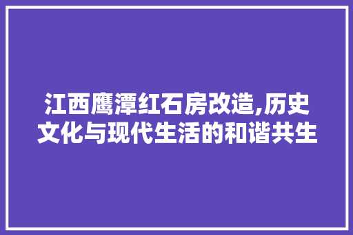 江西鹰潭红石房改造,历史文化与现代生活的和谐共生