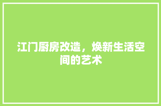 江门厨房改造，焕新生活空间的艺术