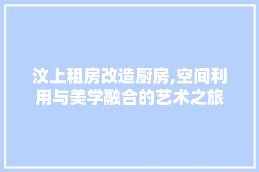 汶上租房改造厨房,空间利用与美学融合的艺术之旅