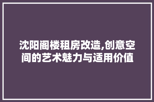 沈阳阁楼租房改造,创意空间的艺术魅力与适用价值